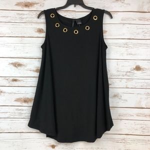 25 New Directions Black Tunic golden grommets NWT